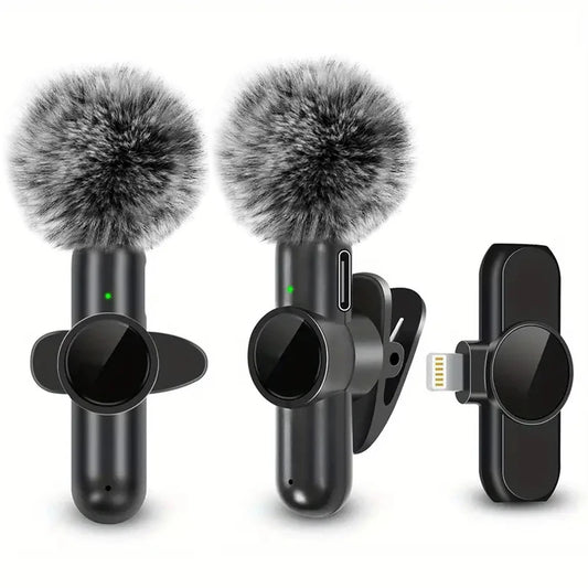Microphone cravate sans fil avec housse coupe-vent, mini micro d'enregistrement audio et vidéo pour iPhone et Android